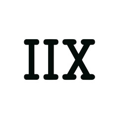 Simple Black Roman Numeral Eleven or Number 11 Illustration Graphic