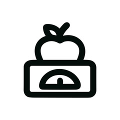 Minimalist Outline Apple on Scale Concept for Diet and Healthy Lifestyle Icon