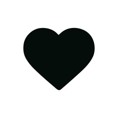 Simple Solid Black Heart Shape Icon Symbol for Love and Romance