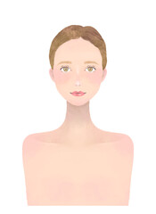 美容イメージの女性の上半身イラスト　スキンケア