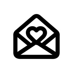 Minimalist Outline Heart Inside Open Envelope Message Communication Icon