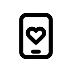 Bold Outline Mobile Phone Heart Icon for Dating App Interface