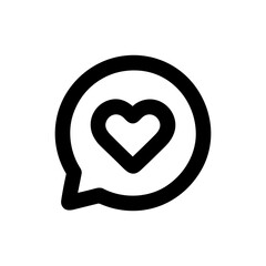 Outline Bold Heart in Speech Bubble Communication Icon Symbol