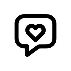 Simple Line Style Heart in Speech Bubble Graphic Icon Symbol