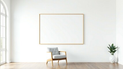 Minimalist room interior with mockup frame and chair