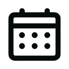 Simple Outline Black Calendar Schedule Reminder Icon for Business and Personal Planning