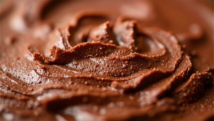 Glossy Chocolate Frosting with Natural Ridges and Rich Swirled Texture