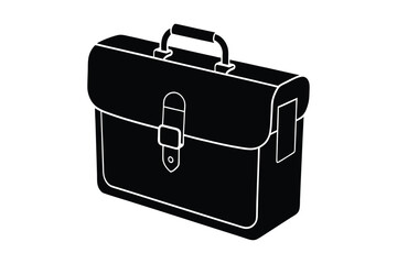 black Silhouette briefcase isolated on white Background 