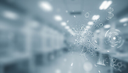 Abstract futuristic technology design with blurred background and light blue tones. Ideal for clean biotech UI, health tech mockups, or science-driven digital interface layouts.