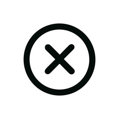 Simple Outline Circle Cross Mark Sign Shape Icon Symbol