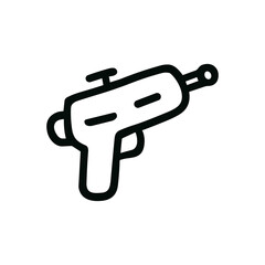 Simple Outline Handdrawn Ray Gun Shape Icon Black and White