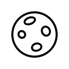 Minimal Outline Style Detailed Moon with Craters Shape Celestial Object