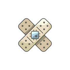 Smart Bandage Icon, Sensor Wound Monitoring Medical Tech