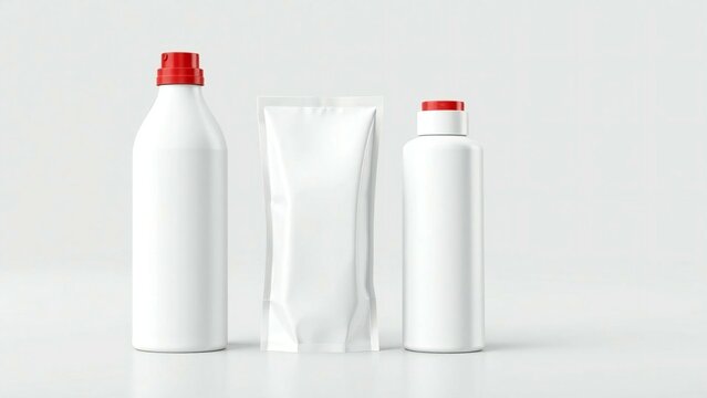 White product packaging mockup with red caps