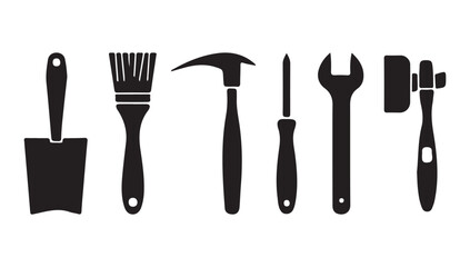 Black silhouette tool icons set vector illustration on white background