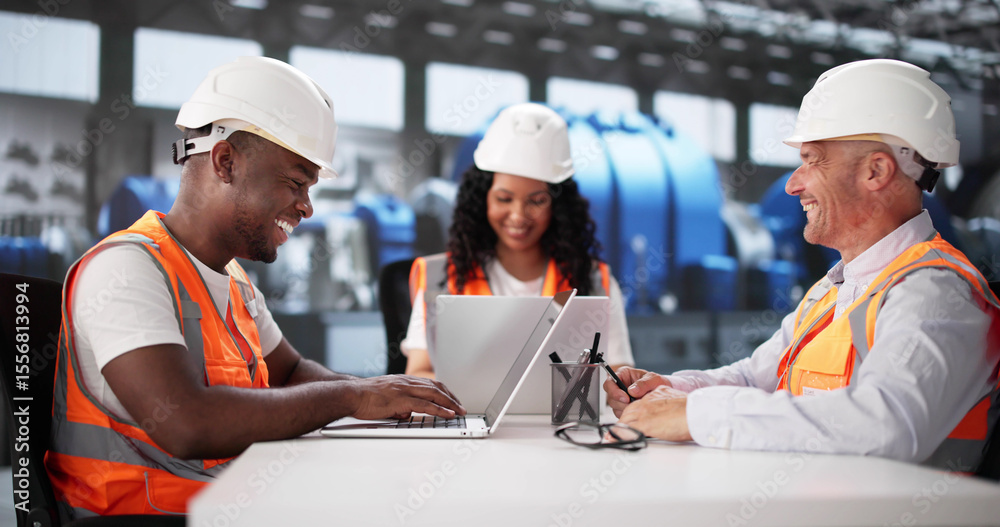 Poster Diverse Team Of Engineers Inspecting Automation At Oil