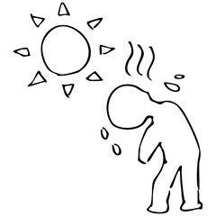 シンプルな熱中症の線画のベクター素材