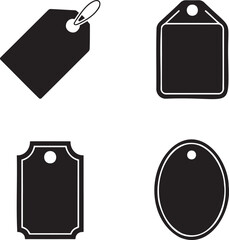 Price Tag silhouette set vector illustration isolated On Transparent Background