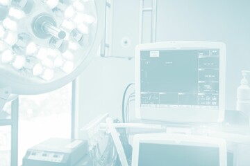 Surgical lights and device screen at hospital