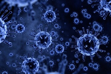 Digitally composite image of virus