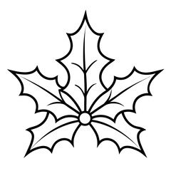 Minimalist Holly Leaf Line Art Vector