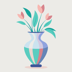 A clean and elegant ceramic flower vase vector illustration