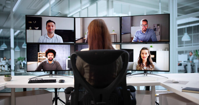 Virtual Online Solutions Conference: Young Woman Holds Video Interview