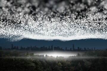 Fototapeta premium Bright stars of energy over landscape