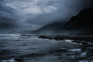 Stormy weather on the sea