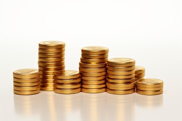Isolated coins displayed on a pristine white background ideal for financial and economic visuals