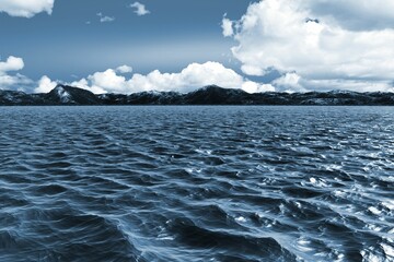 Scenic view of sea and mountain