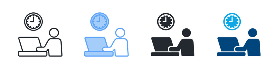 Workplace Icon Set Multiple Style. Designed In Outline, Blue, Glyph, Dual Tone