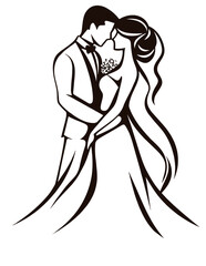 Wedding Logo - Elegant Wedding Couple Silhouette