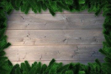 Fir branches over wooden planks