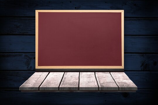 blackboard on a wooden shelf