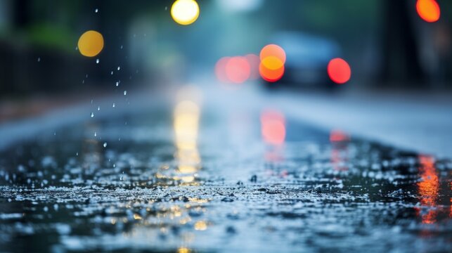 Evenly laid paving stones glimmering with rainwater after a refreshing shower of rain