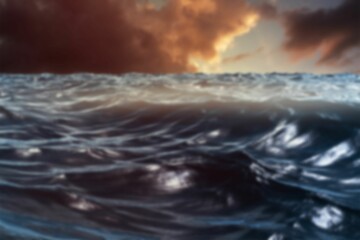 Surface level of sea during sunset