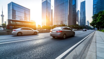 Urban street scene at sunrise