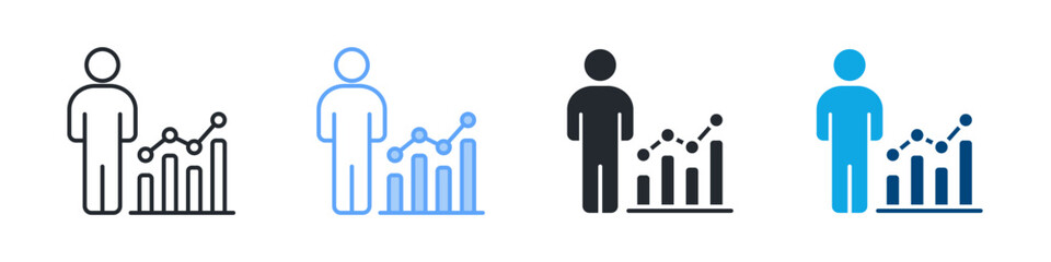 Hr Analytics Icon Set Multiple Style. Designed In Outline, Blue, Glyph, Dual Tone