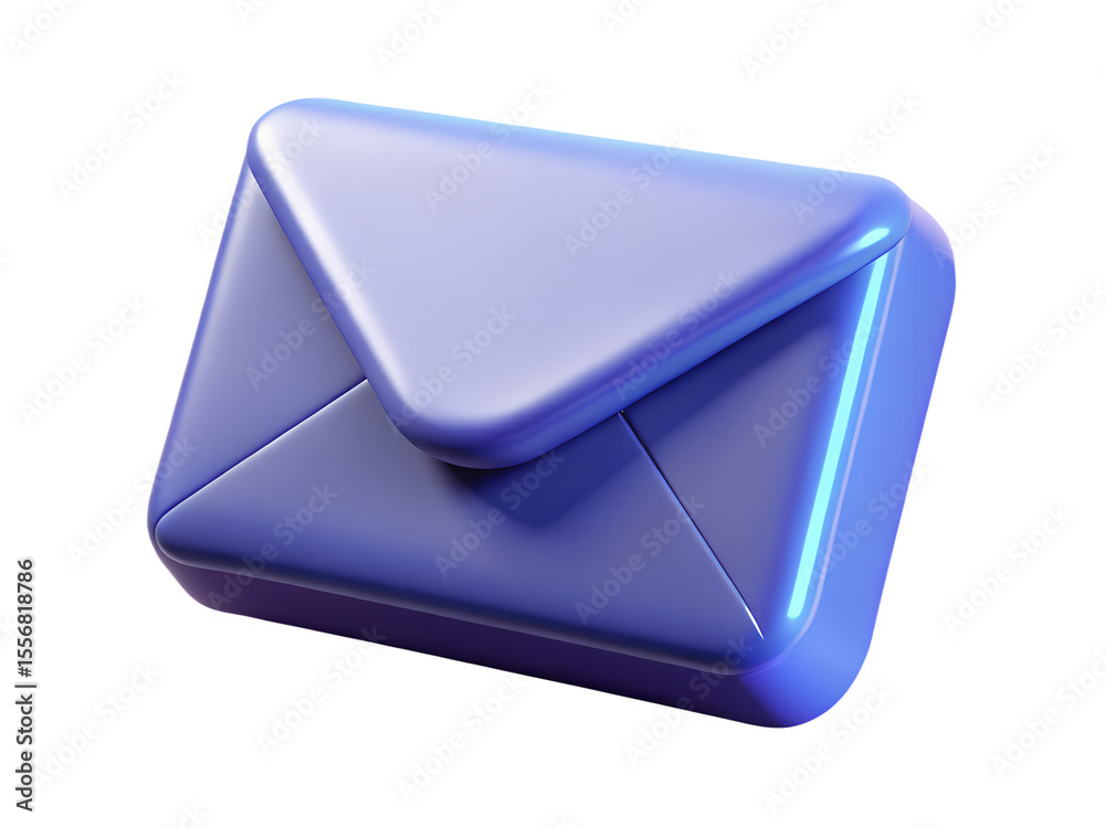 Fototapete a sleek modern three dimensional blue envelope icon with a glossy finish and subtle glowing edges is