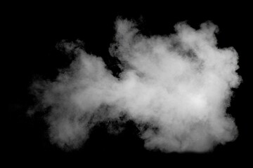 Cloud of white smoke is drifting across black backdrop with grainy texture in digital illustration