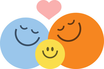 A warm and cheerful illustration of smiling faces and hearts. Ideal for happiness, love, emotional connection, family bonding, community, friendship, and heartfelt relationships for Family Day