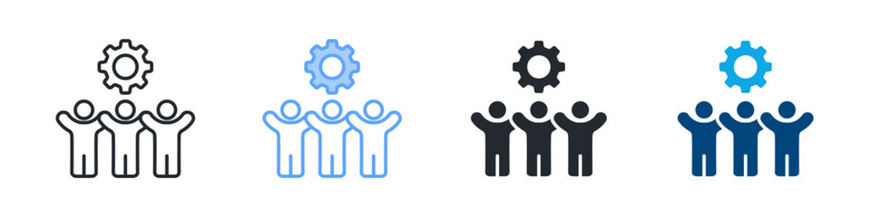 Company Culture Icon Set Multiple Style. Designed In Outline, Blue, Glyph, Dual Tone