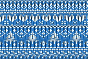 Knitting Christmas vector background snowflakes