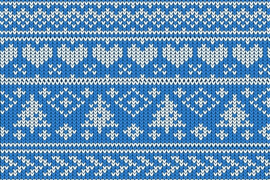Knitting Christmas vector background snowflakes
