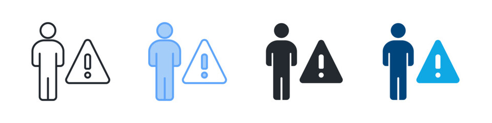 Human Risk Icon Set Multiple Style. Designed In Outline, Blue, Glyph, Dual Tone
