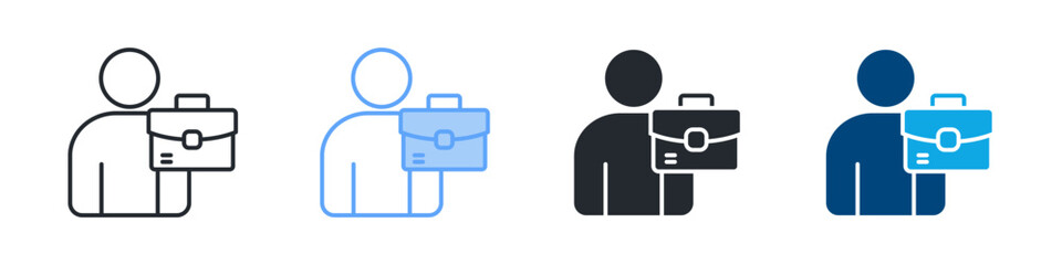 Employee Icon Set Multiple Style. Designed In Outline, Blue, Glyph, Dual Tone