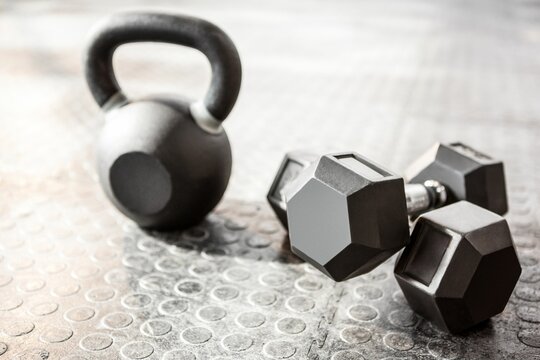 Weights on the studio floor