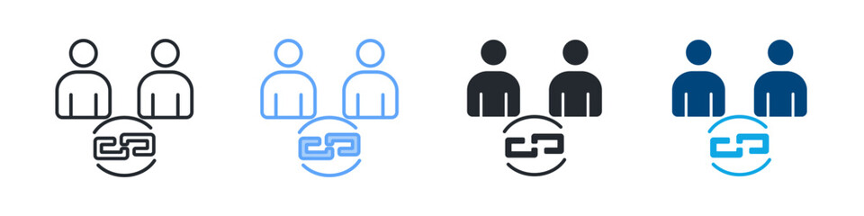 Relation Icon Set Multiple Style. Designed In Outline, Blue, Glyph, Dual Tone