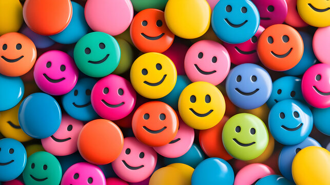 Assortment of Colorful Smiley Face Candies